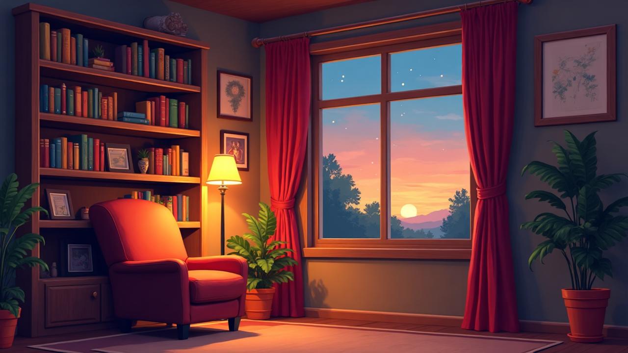 Cozy interior pixel art