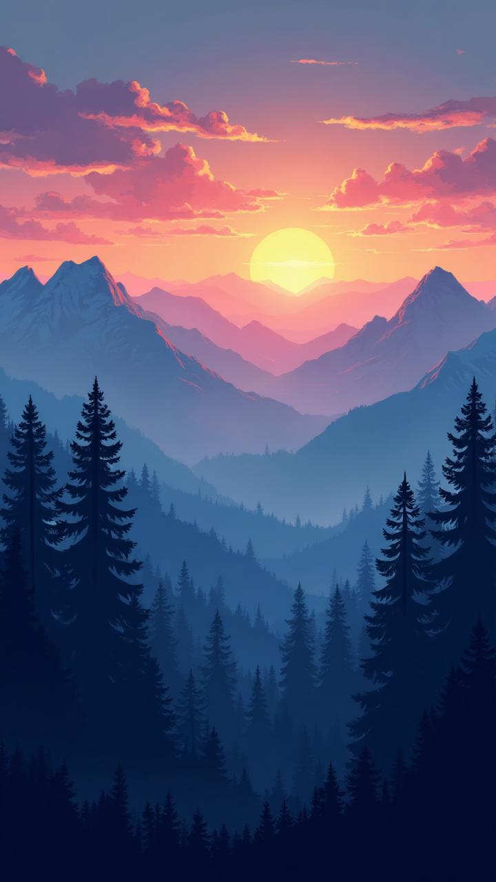Mountain landscape pixel art
